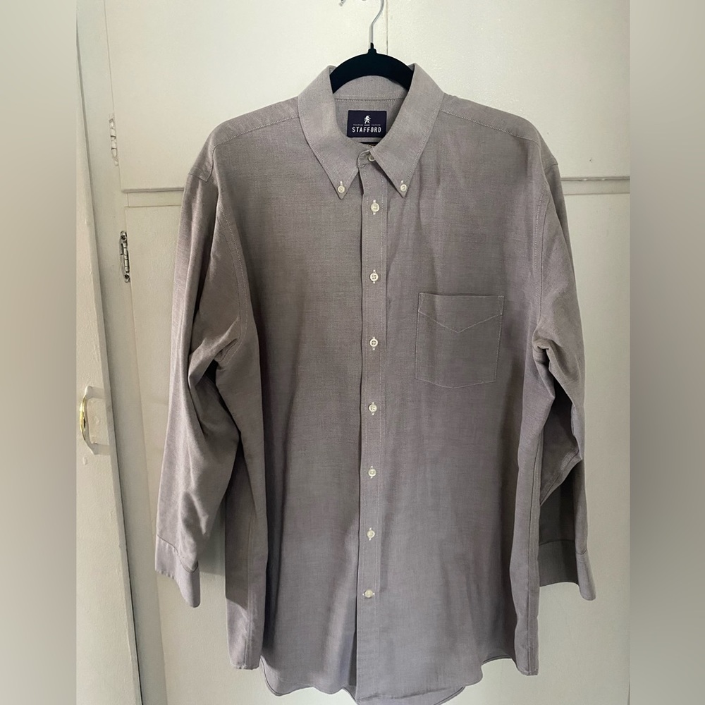 Stafford Gray Mens Dress Up Regular Dress Shirt Size 17
